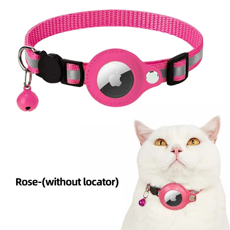 Airtag Reflective Pet GPS Collar with Bell Real-Time Tracker for Dogs Cats Puppy Necklace