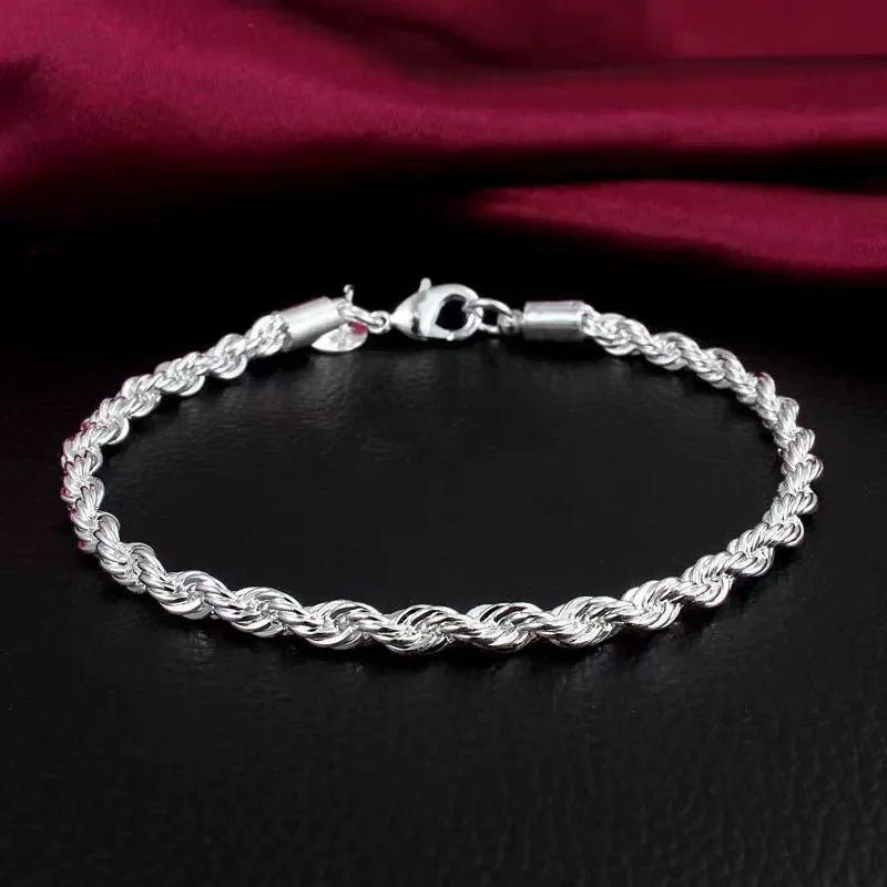 4MM electroplated twisted rope bracelet jewelry men's