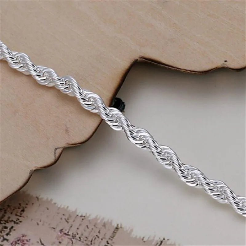 4MM electroplated twisted rope bracelet jewelry men's
