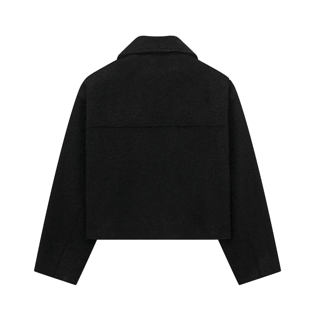 Winter Autumn Fleece Cropped Jacket Lapel