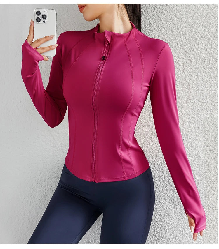 Women Yoga jacket Gym Wear zipper long sleeve fitness woman Jackets Coat