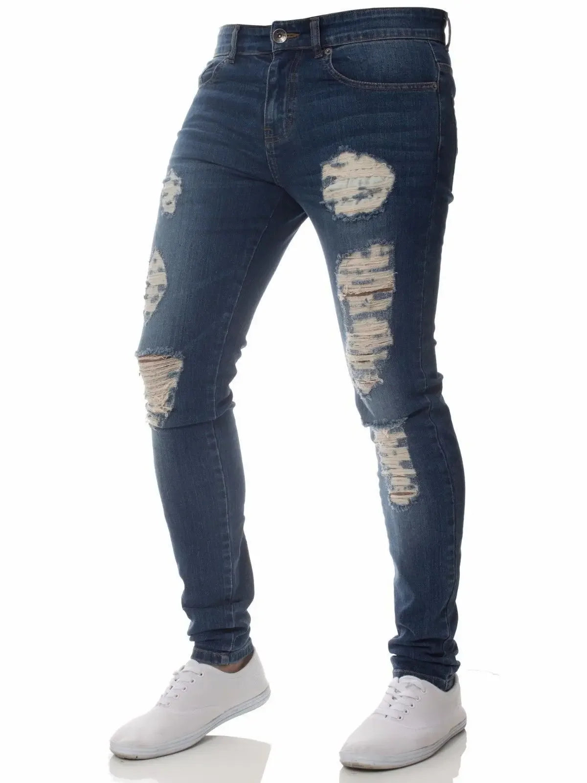 Skinny Ripped Jeans Men Cotton