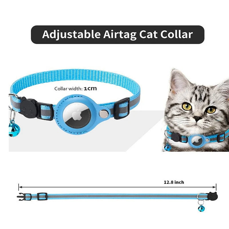 Airtag Reflective Pet GPS Collar with Bell Real-Time Tracker for Dogs Cats Puppy Necklace