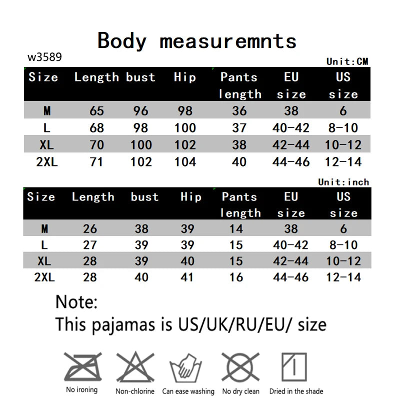 Large Size Women Pajamas Set Short