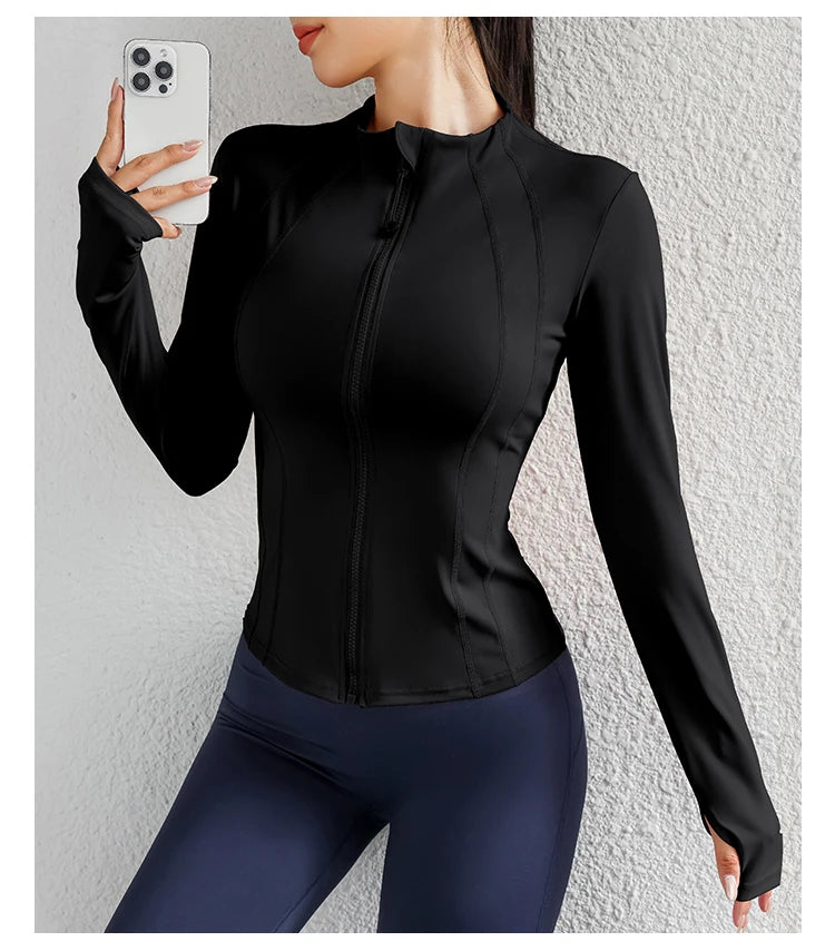 Women Yoga jacket Gym Wear zipper long sleeve fitness woman Jackets Coat