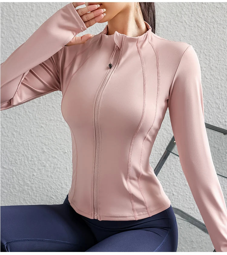 Women Yoga jacket Gym Wear zipper long sleeve fitness woman Jackets Coat