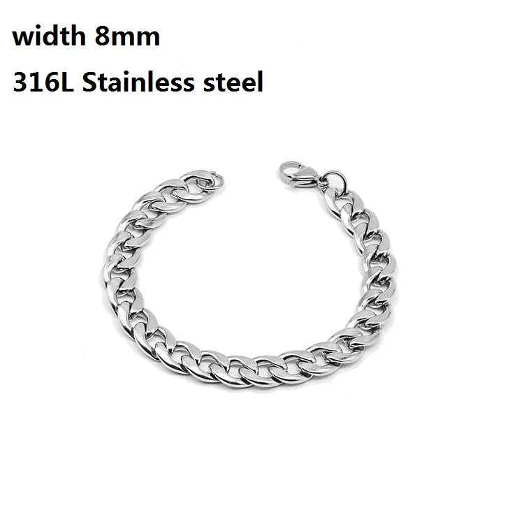 316L Stainless Steel Cuban Chain Bracelet for Men Women