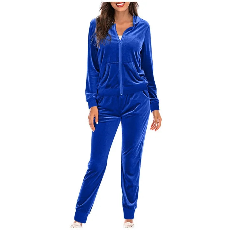 Spring Velvet Tracksuit Womens 2 Piece