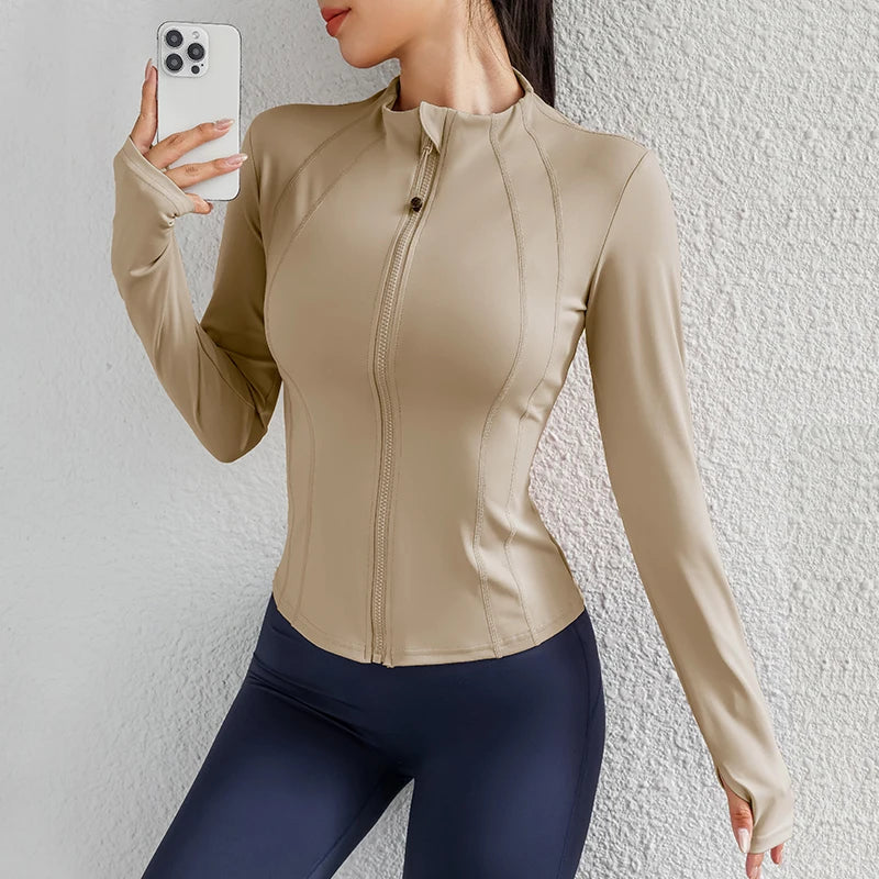 Women Yoga jacket Gym Wear zipper long sleeve fitness woman Jackets Coat