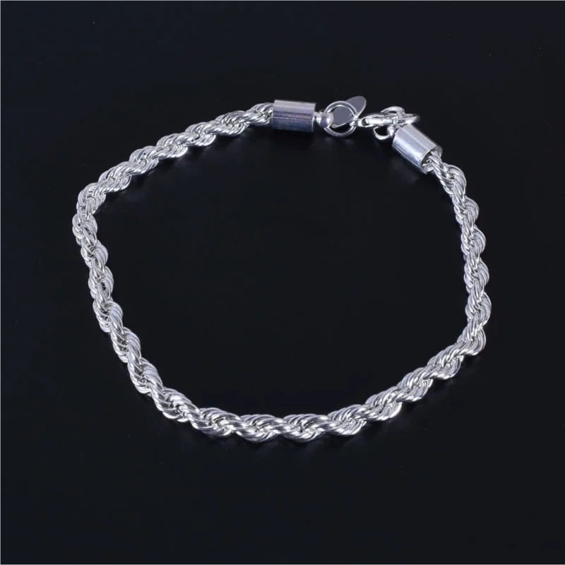 4MM electroplated twisted rope bracelet jewelry men's