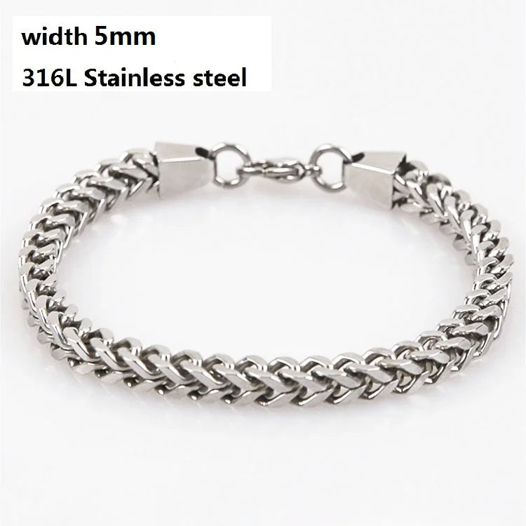316L Stainless Steel Cuban Chain Bracelet for Men Women