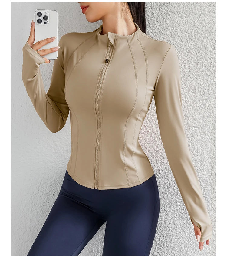 Women Yoga jacket Gym Wear zipper long sleeve fitness woman Jackets Coat