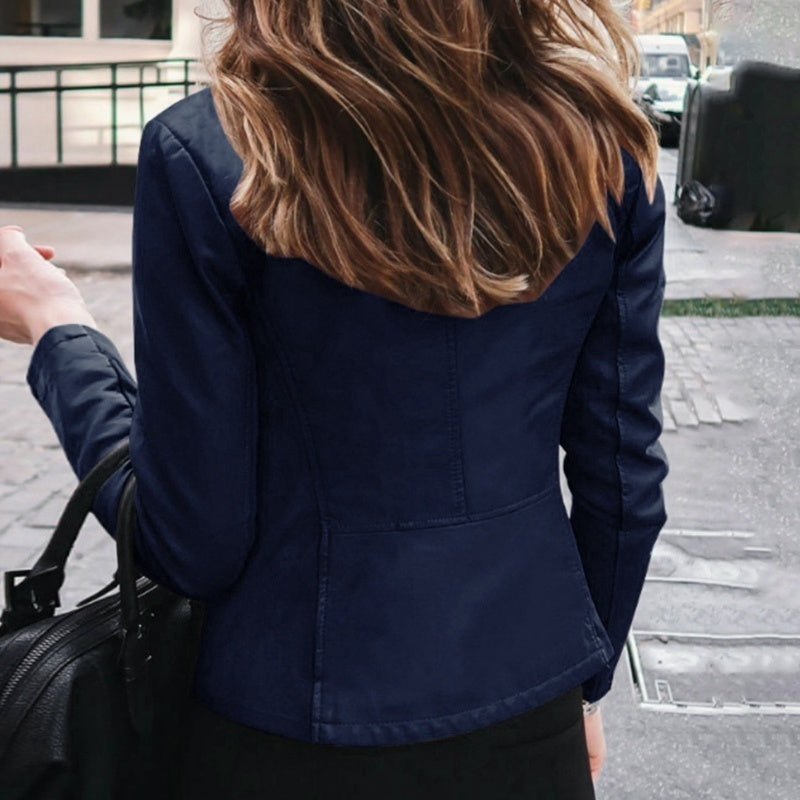 Slim Fit Faux Leather Jacket Women