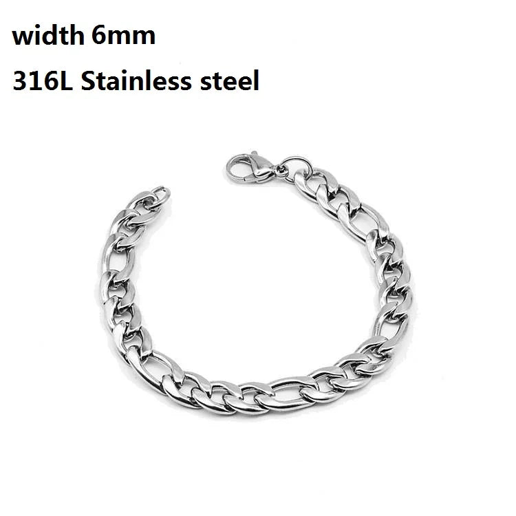 316L Stainless Steel Cuban Chain Bracelet for Men Women