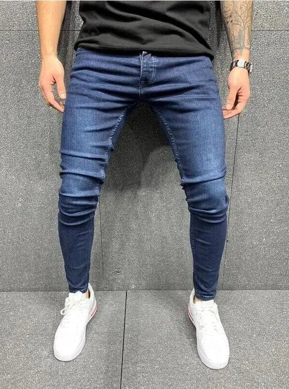 Skinny Ripped Jeans Men Cotton
