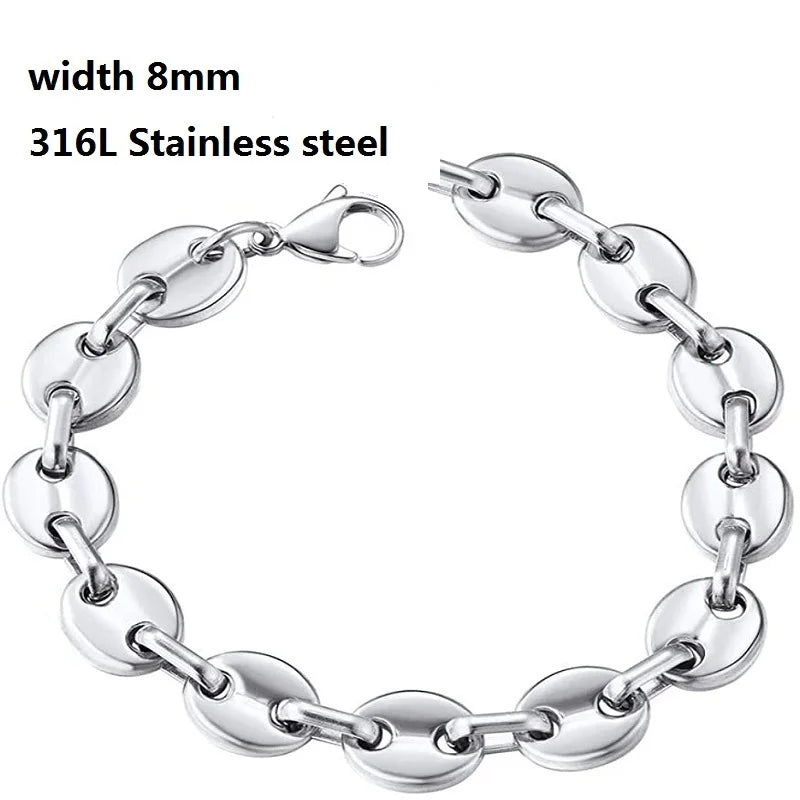 316L Stainless Steel Cuban Chain Bracelet for Men Women