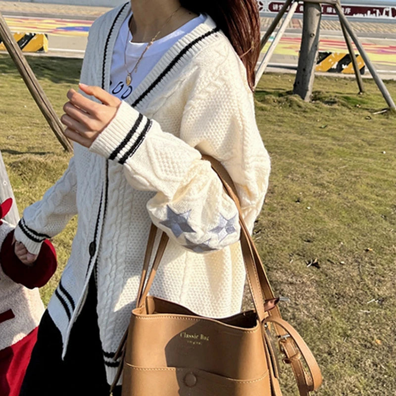 Knit Print Winter Cardigan Sweater