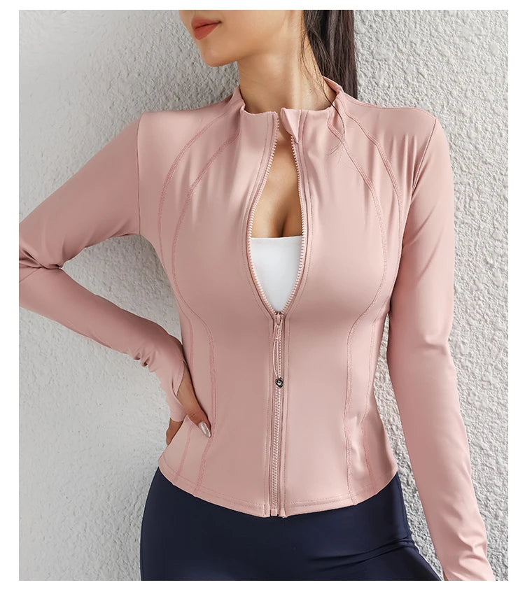 Women Yoga jacket Gym Wear zipper long sleeve fitness woman Jackets Coat