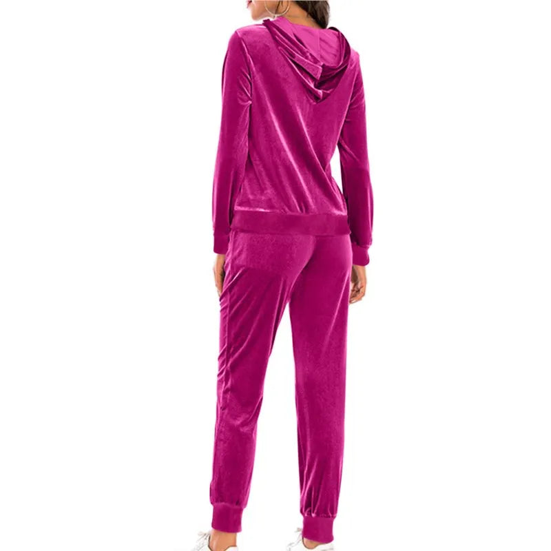 Spring Velvet Tracksuit Womens 2 Piece