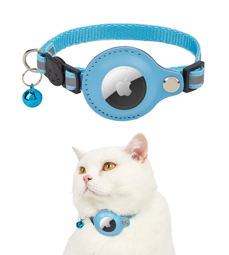 Airtag Reflective Pet GPS Collar with Bell Real-Time Tracker for Dogs Cats Puppy Necklace