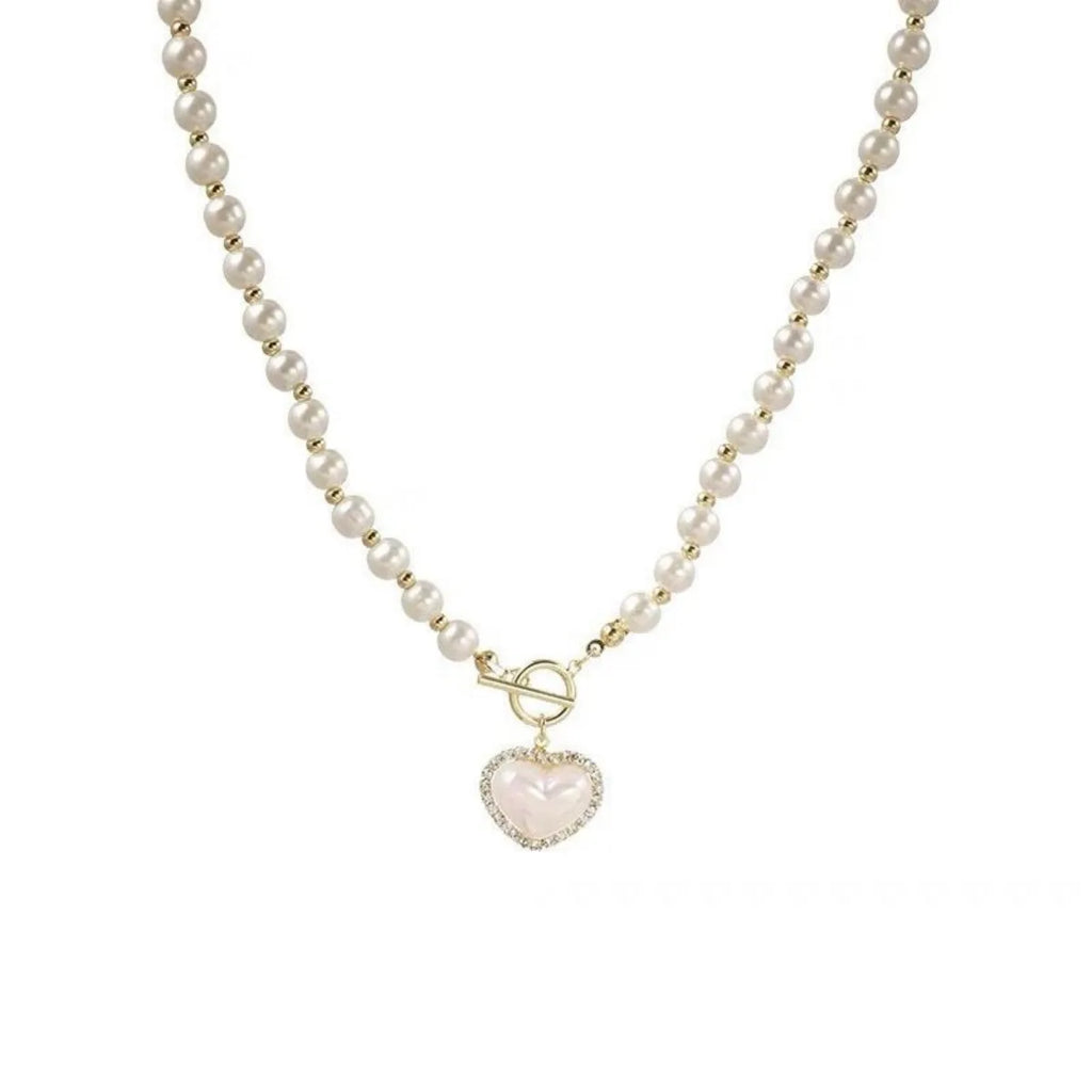 Elegant Pearl Necklace For Women Heart