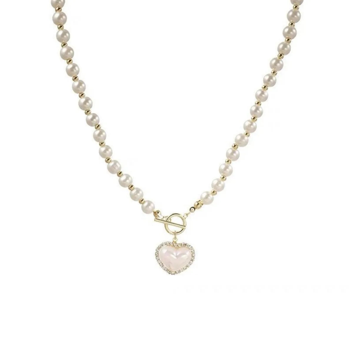 Elegant Pearl Necklace For Women Heart