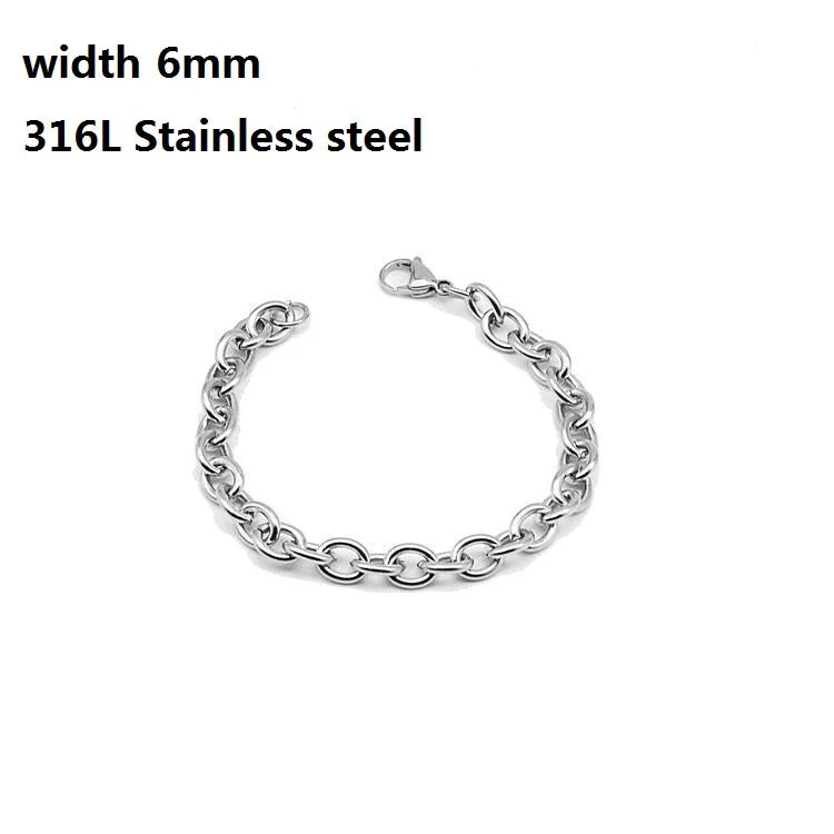 316L Stainless Steel Cuban Chain Bracelet for Men Women