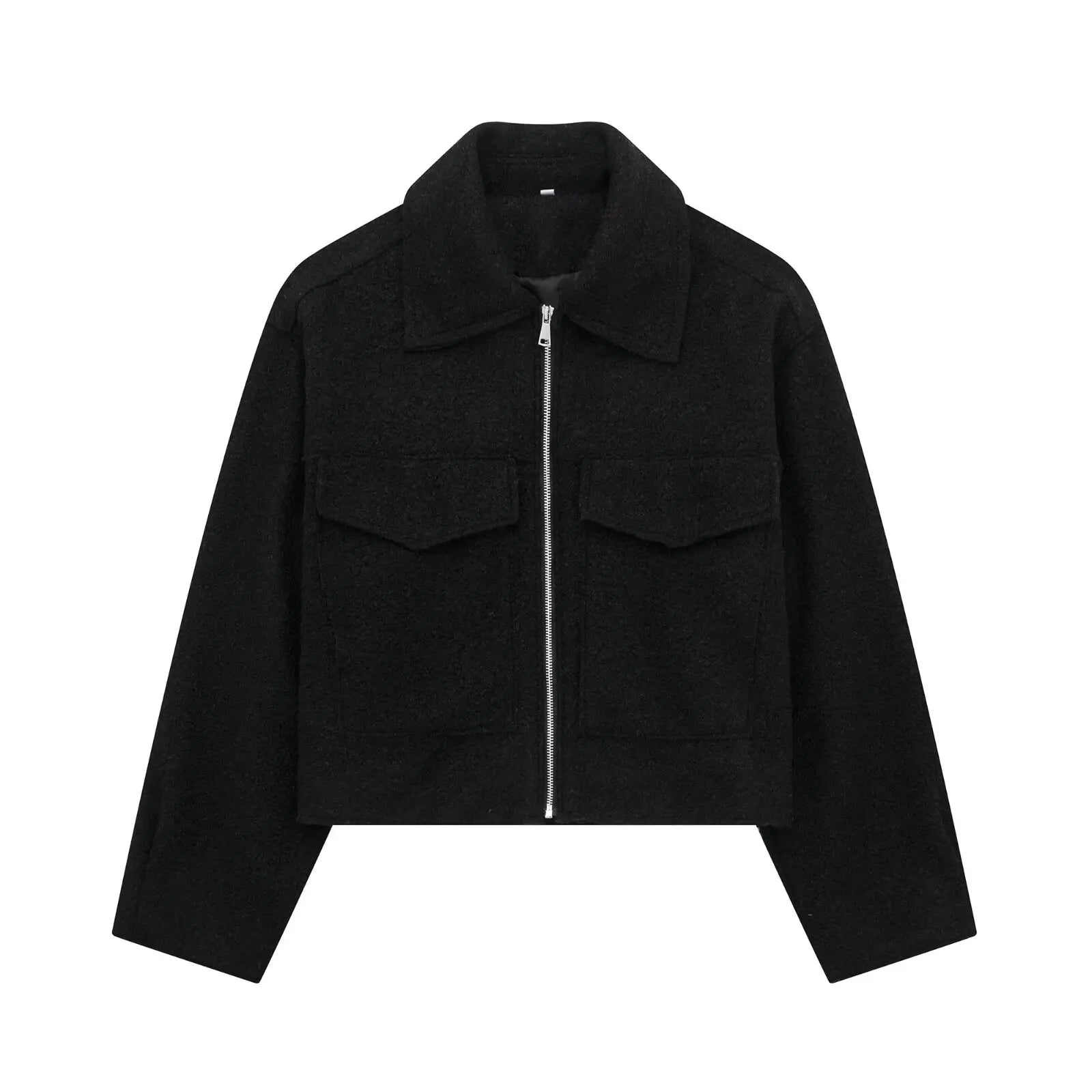 Winter Autumn Fleece Cropped Jacket Lapel
