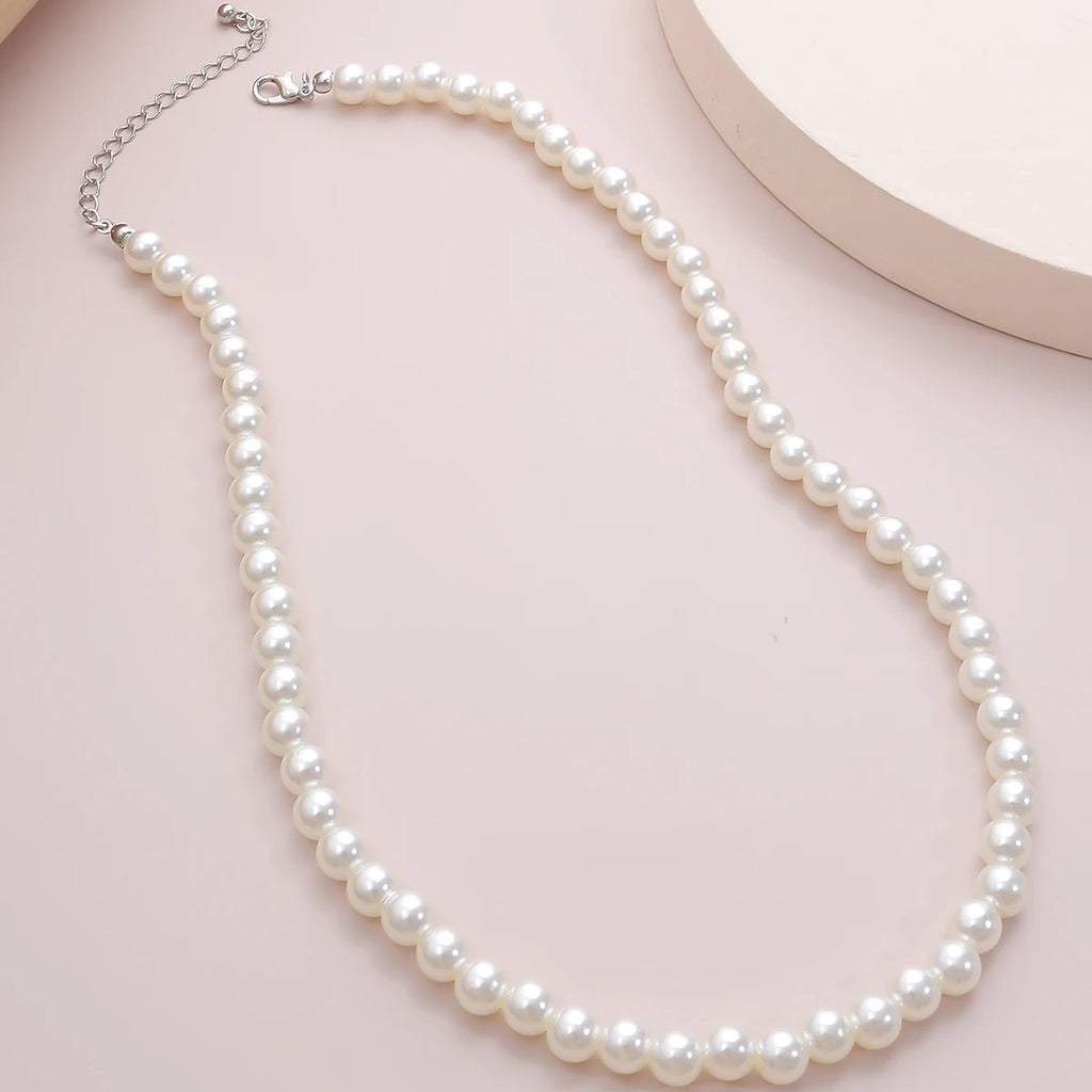 Pearl Beaded Short Choker Necklace for Men