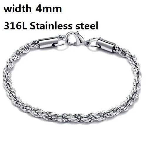 316L Stainless Steel Cuban Chain Bracelet for Men Women