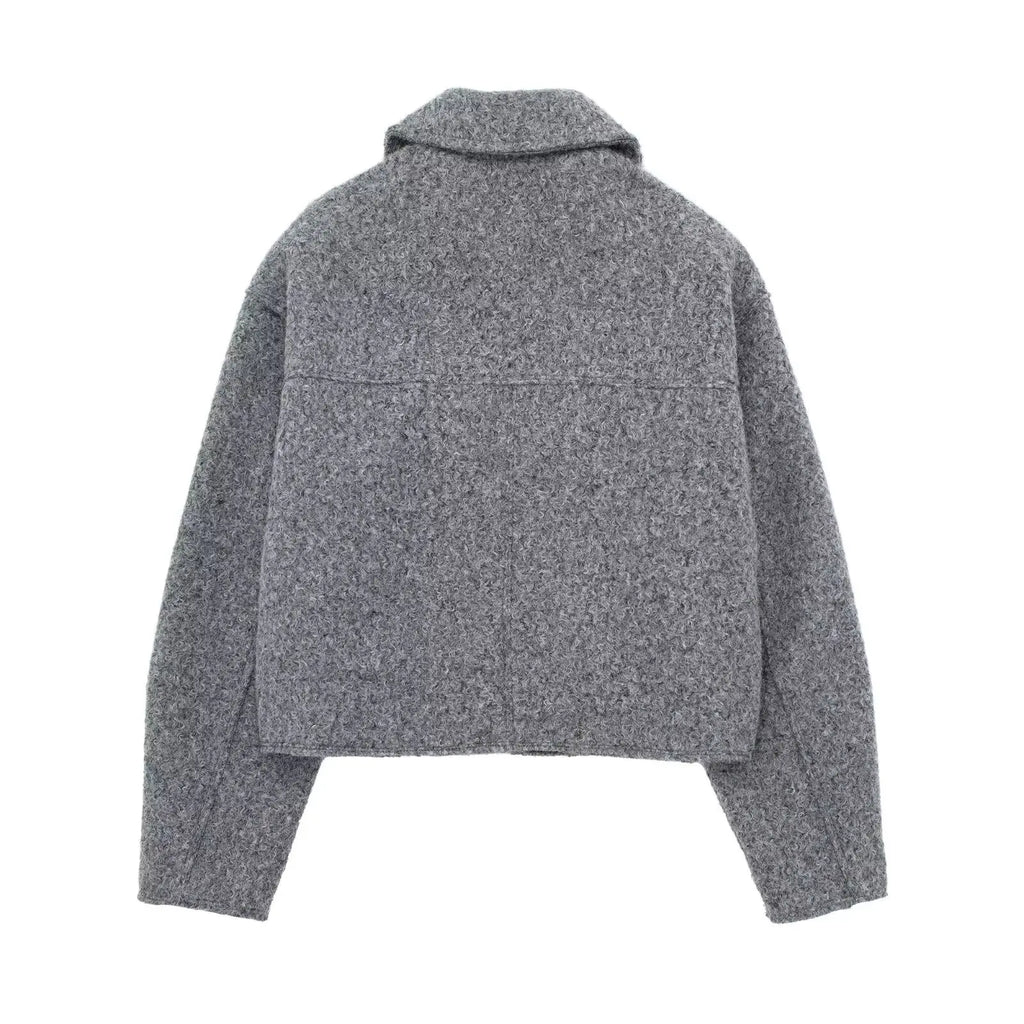 Winter Autumn Fleece Cropped Jacket Lapel