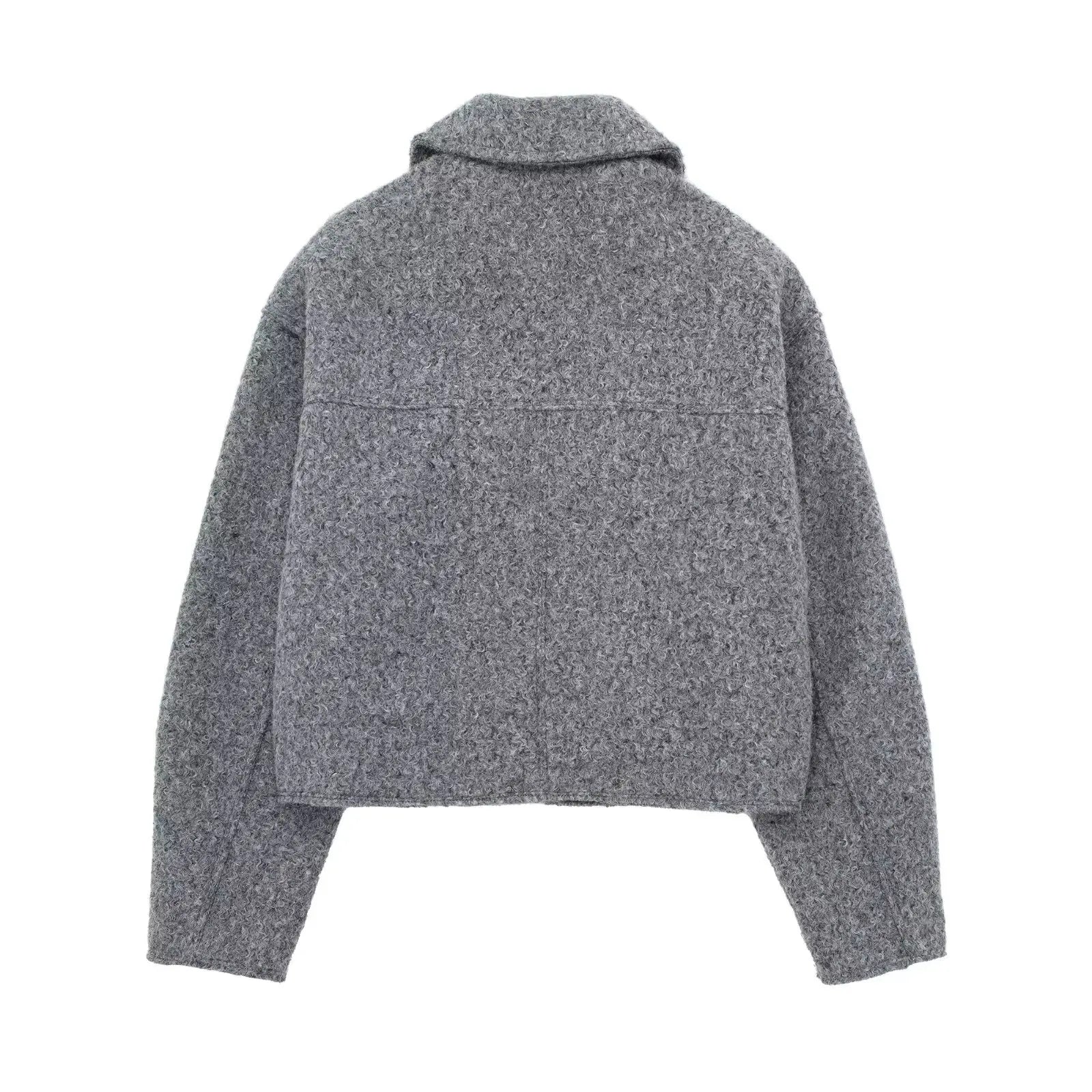 Winter Autumn Fleece Cropped Jacket Lapel