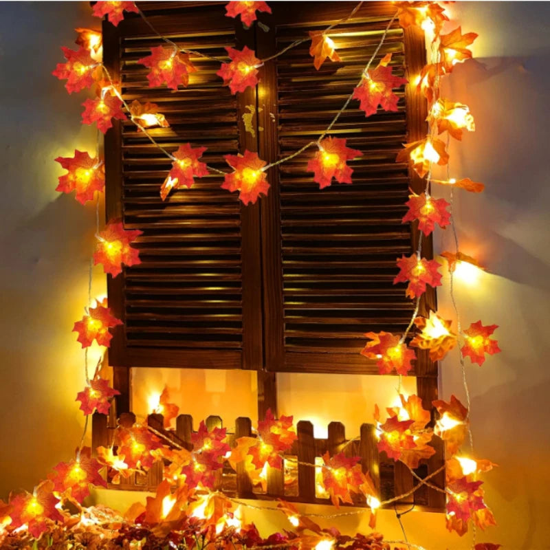 Fall Thanksgiving  Artificial Maple Leaf Leaves 10/20LED
