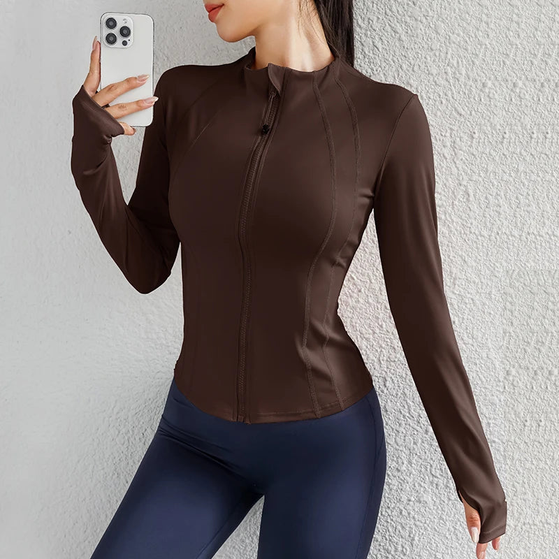 Women Yoga jacket Gym Wear zipper long sleeve fitness woman Jackets Coat