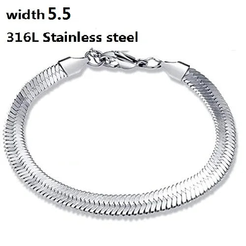 316L Stainless Steel Cuban Chain Bracelet for Men Women