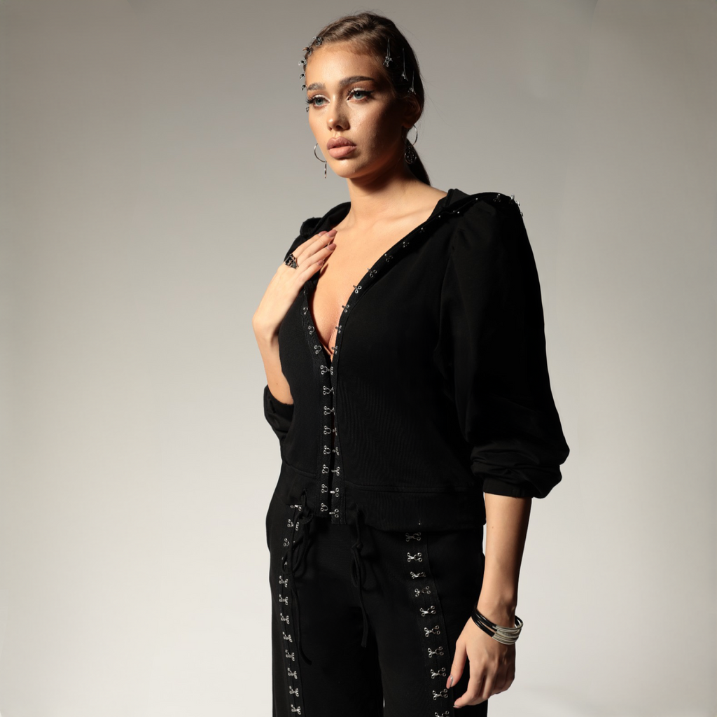 Trening dama negru cu copci metalice Walk of Fame