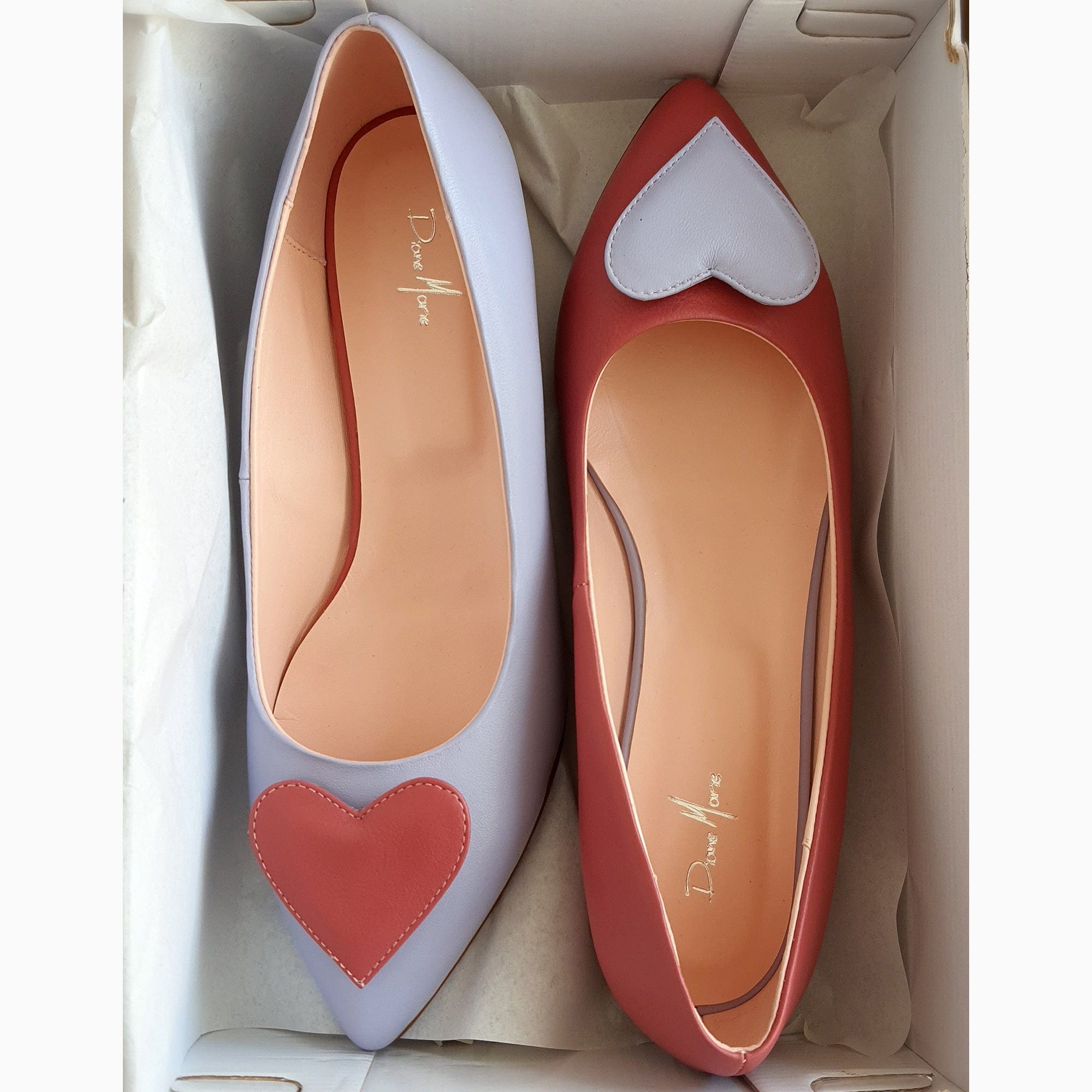 Balerini asimetrici din piele naturala mov cu lila Faith