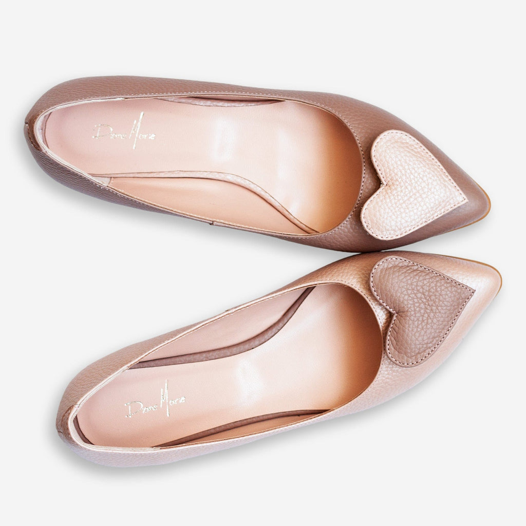 Balerini asimetrici din piele naturala roz cu grej Vivian