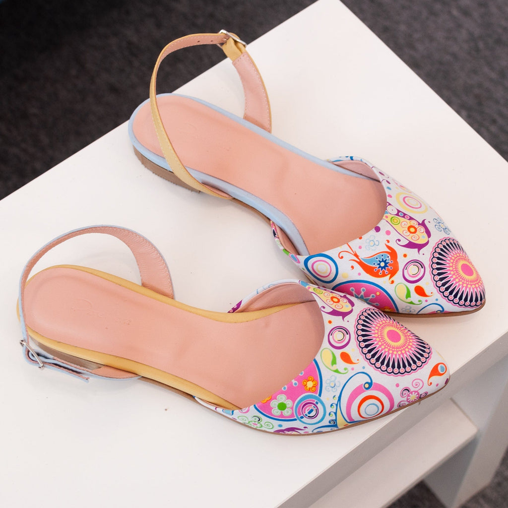 Balerini decupati din piele naturala imprimata Cielo