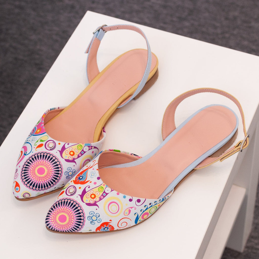 Balerini decupati din piele naturala imprimata Cielo