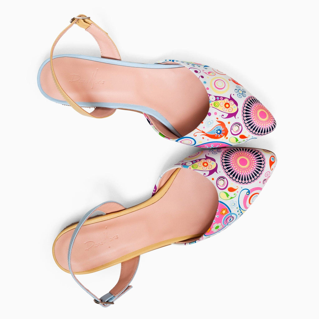 Balerini decupati din piele naturala imprimata Cielo