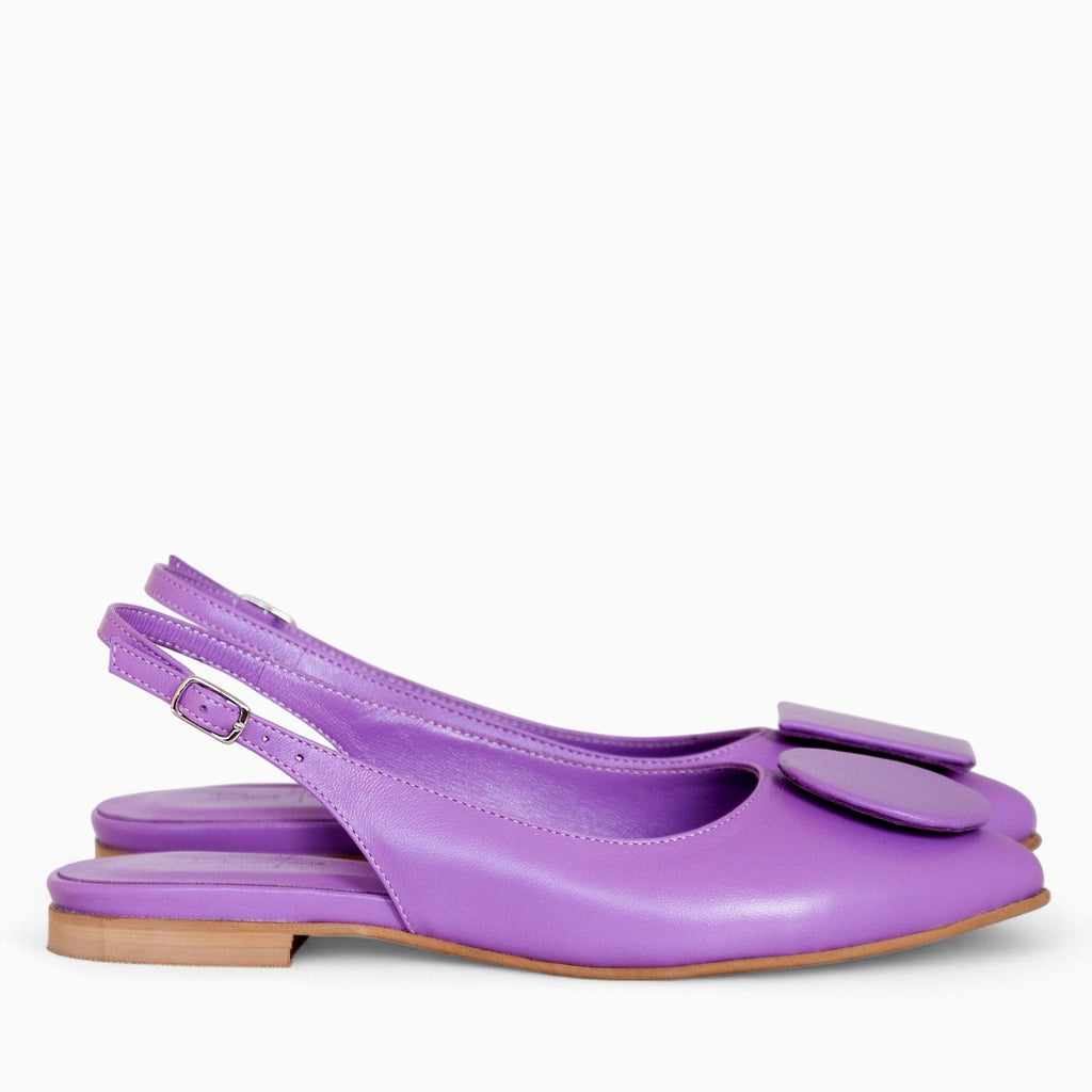 Balerini decupati din piele naturala mov Gia