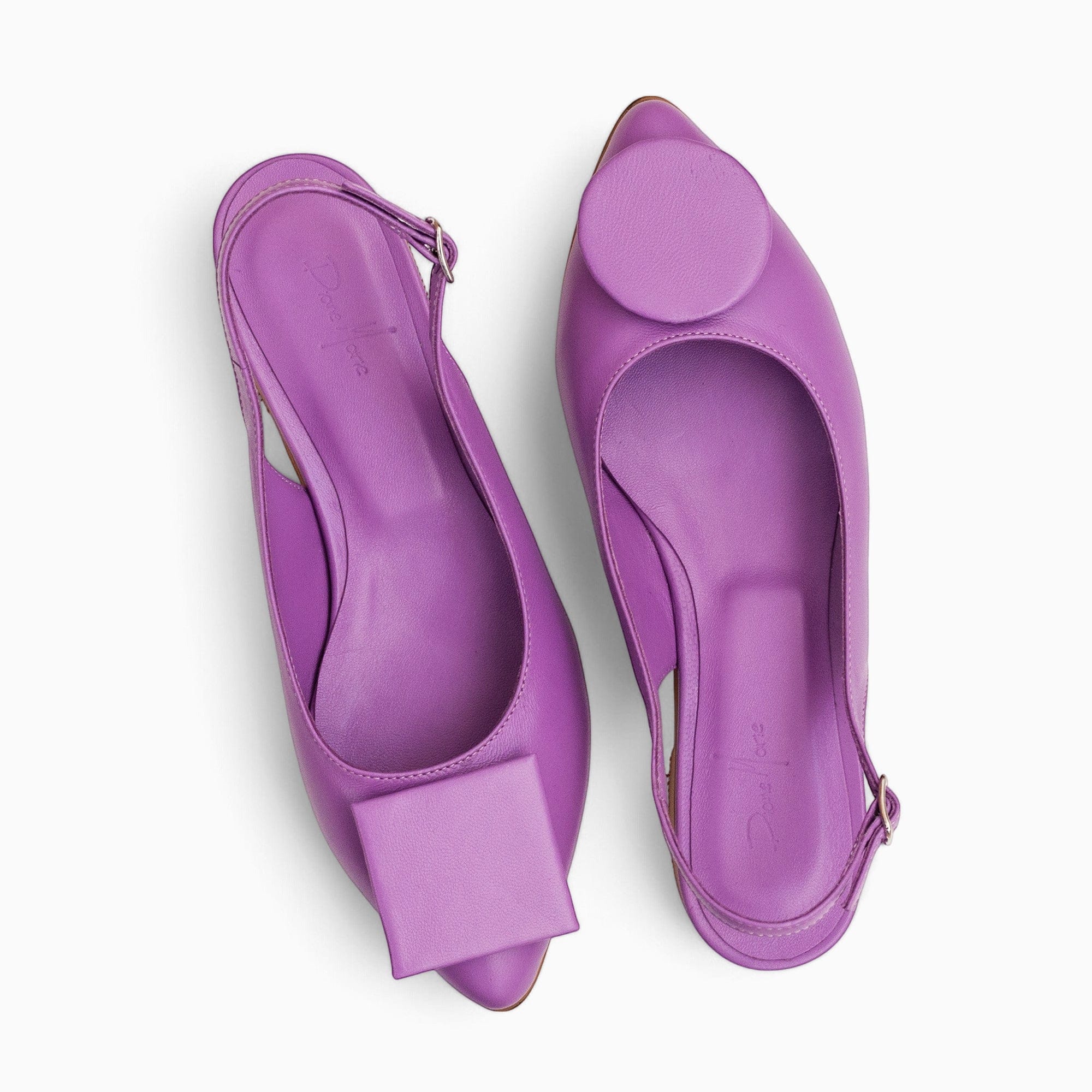 Balerini decupati din piele naturala mov Gia