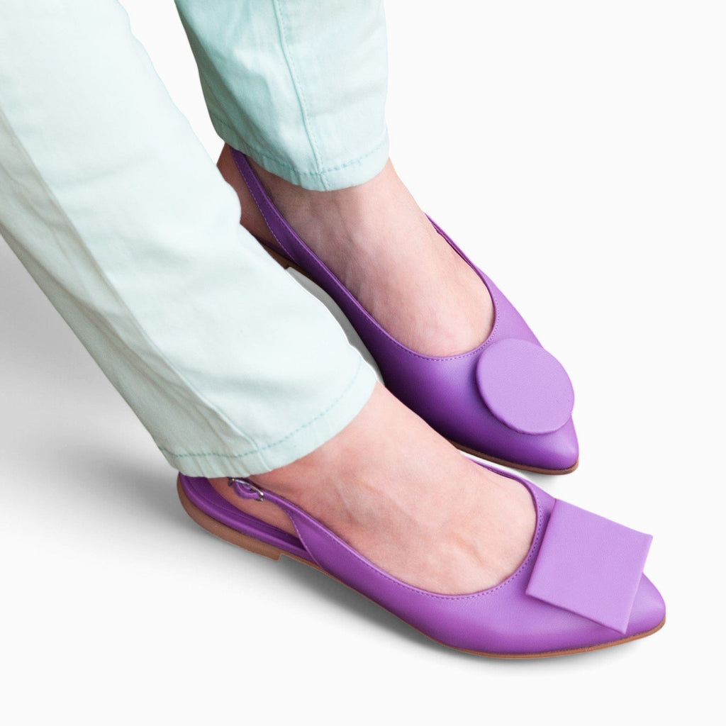 Balerini decupati din piele naturala mov Gia