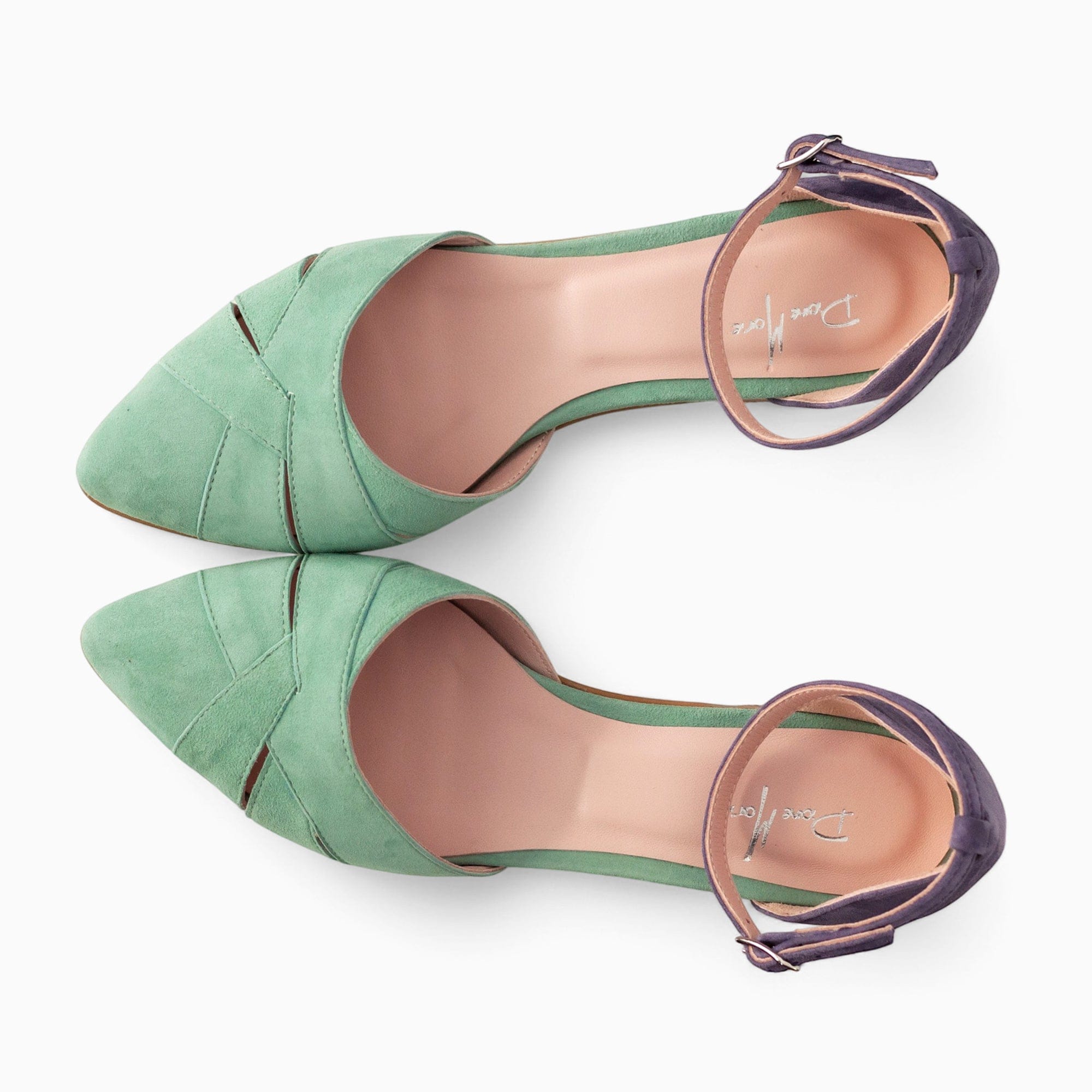 Balerini decupati din piele naturala vernil cu mov Violet