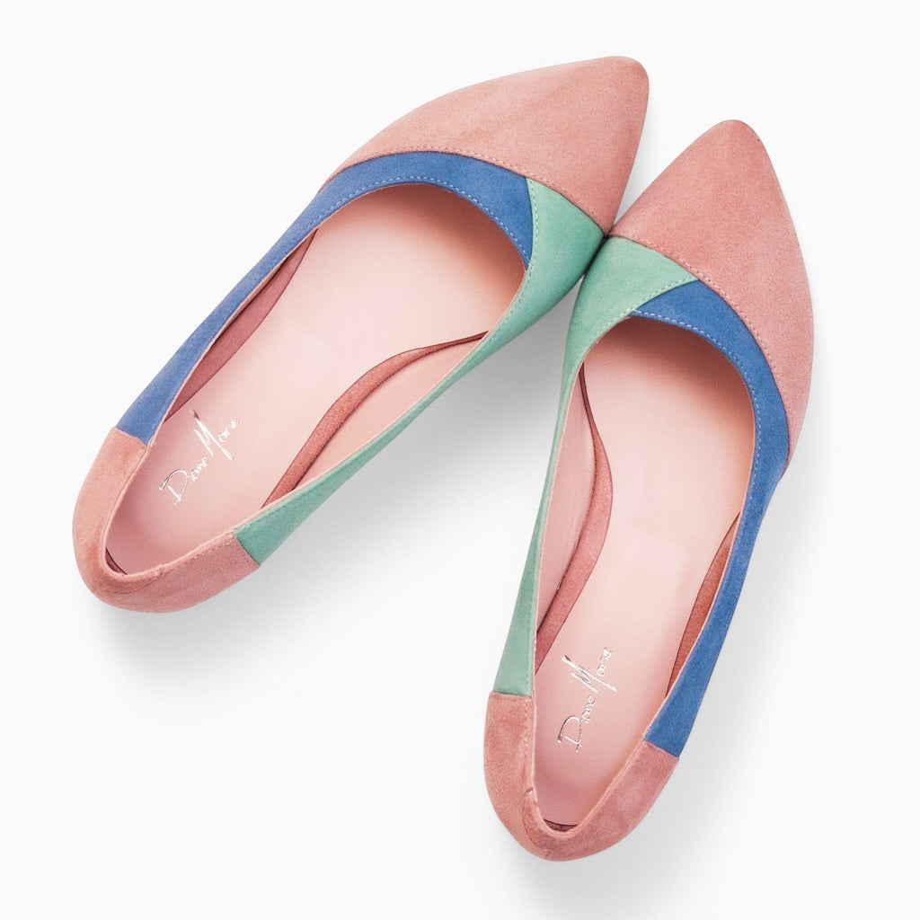 Balerini din piele intoarsa roz Sarina