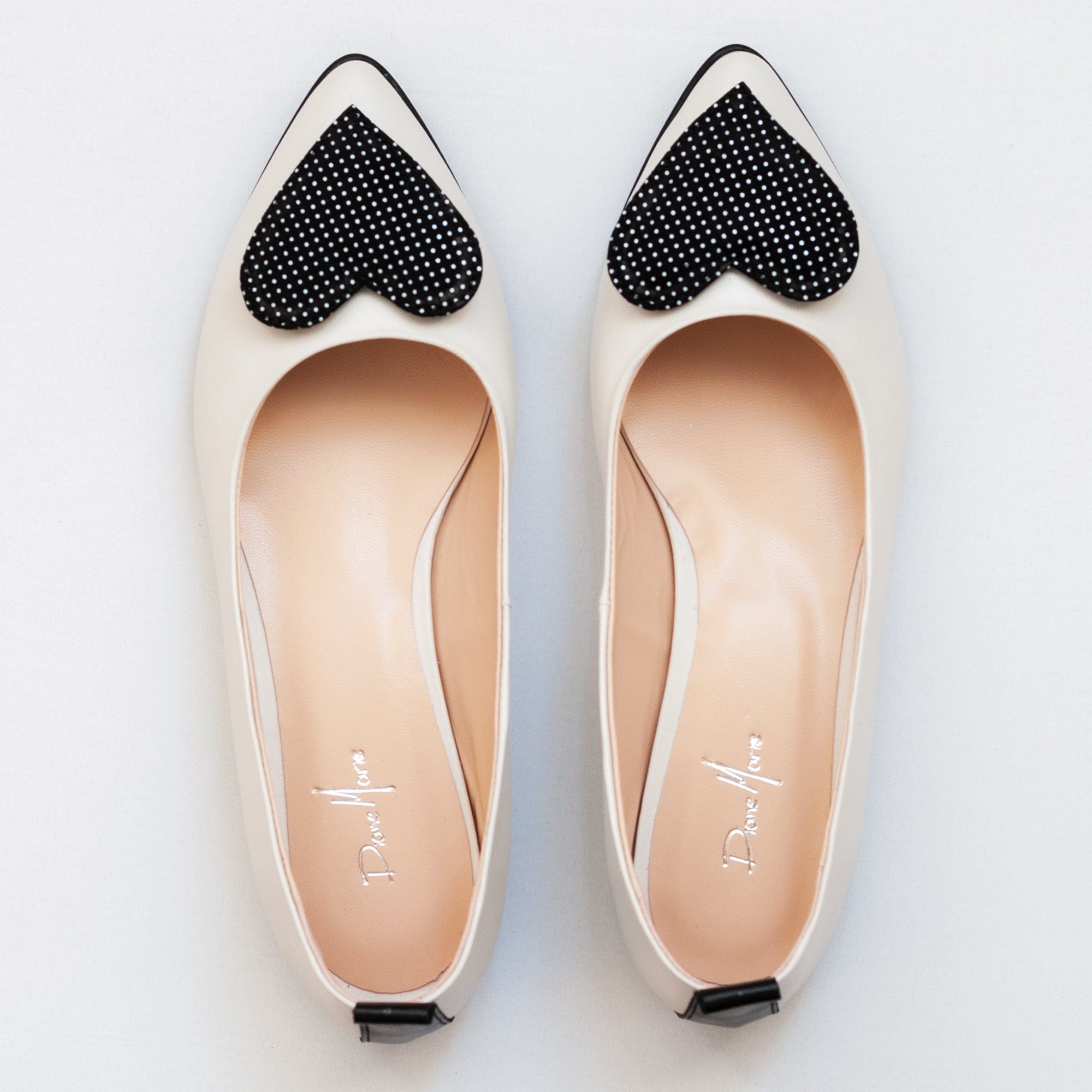 Balerini neintariti din piele naturala alb cu negru Annette