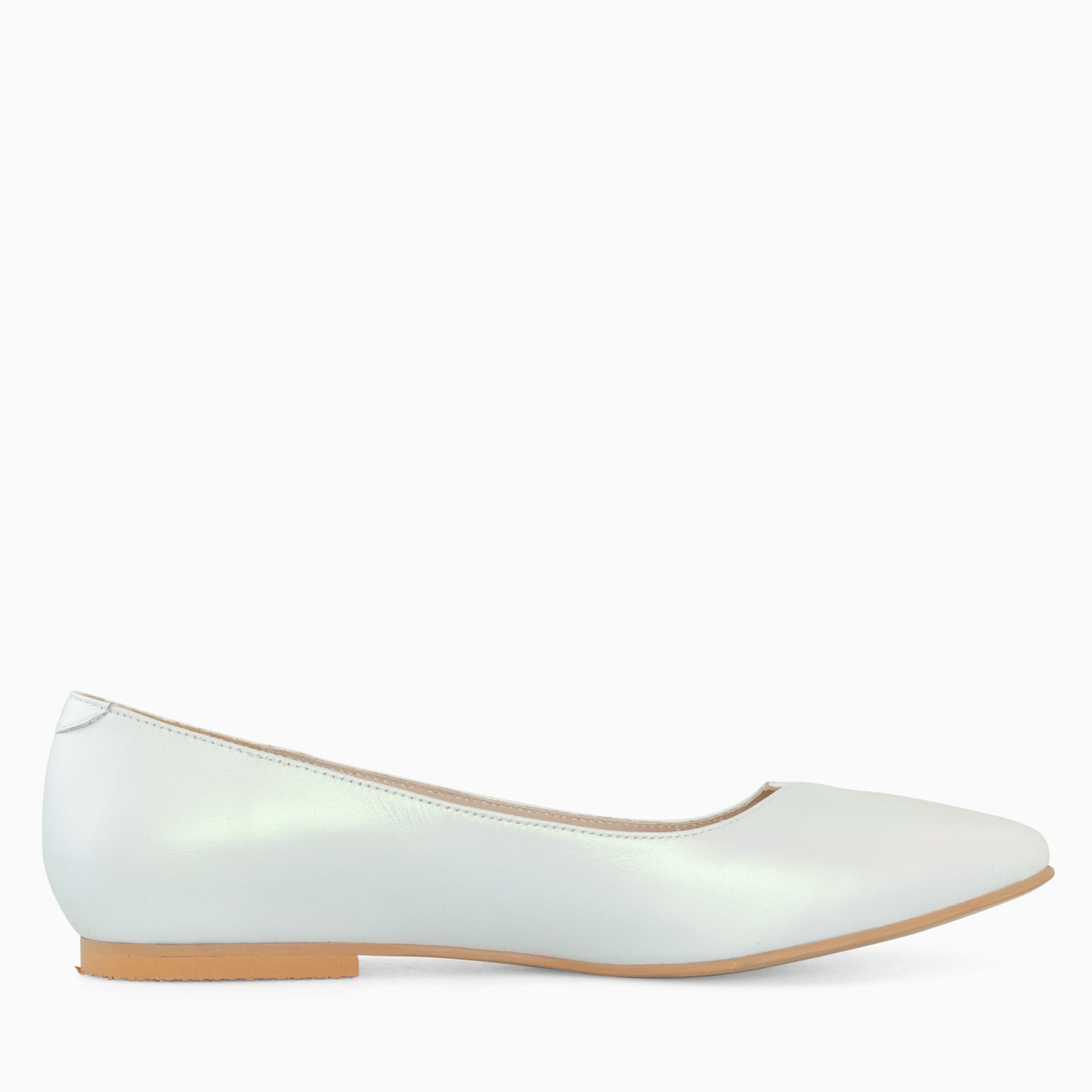 Balerini din piele naturala alb perlat Maisha