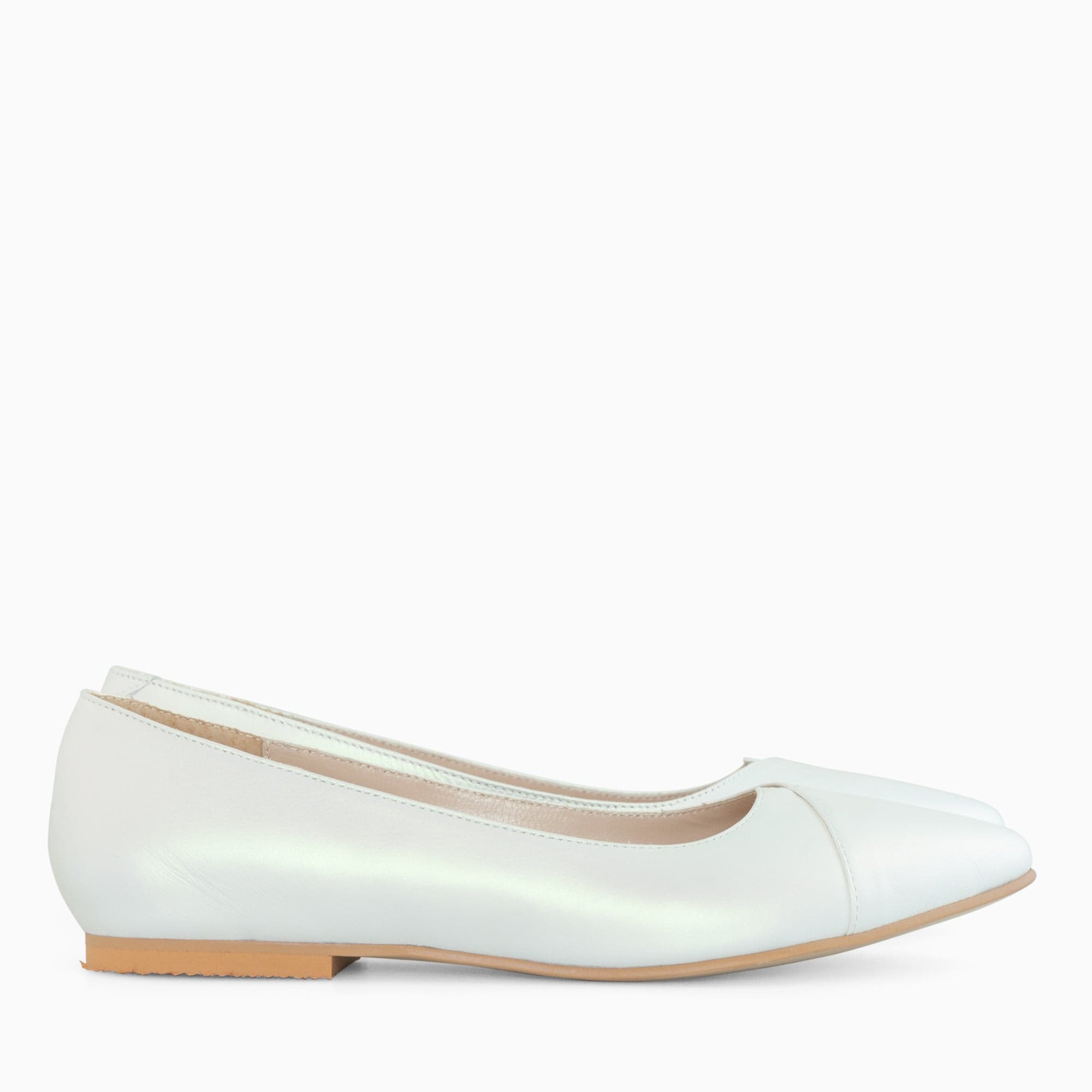 Balerini din piele naturala alb perlat Maisha