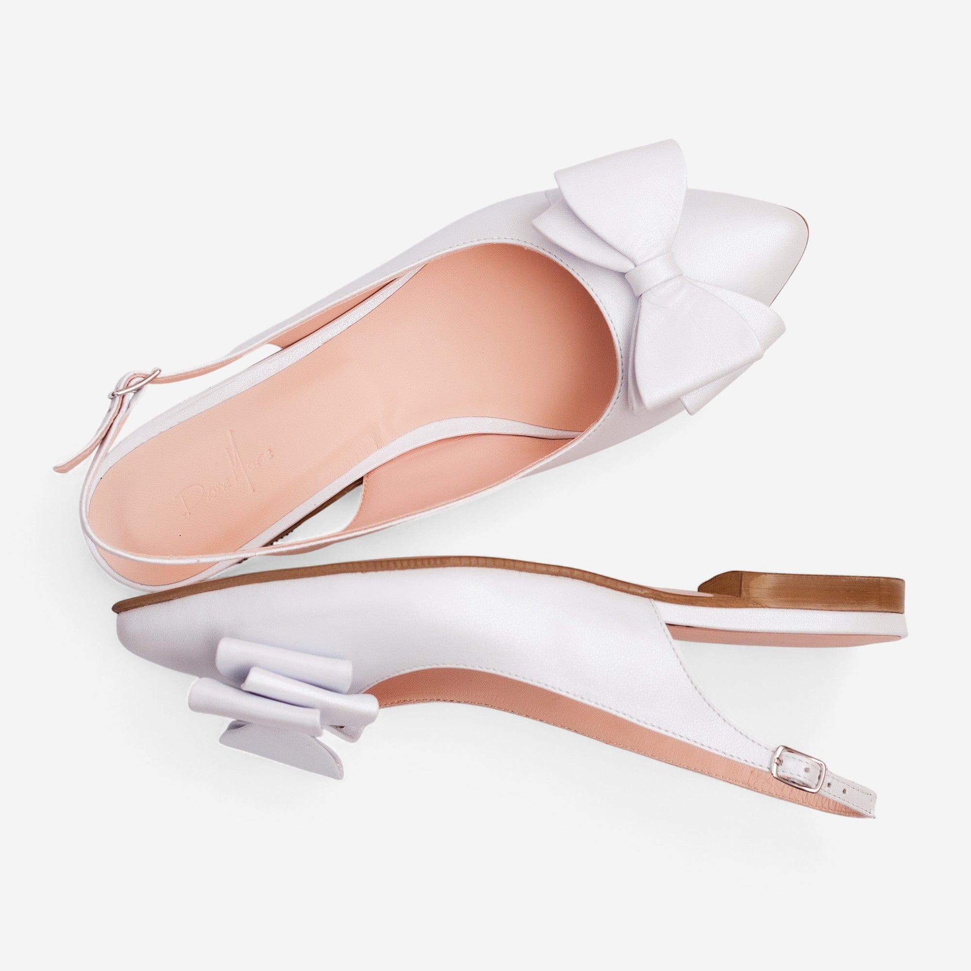 Balerini din piele naturala alb sidef Amaris